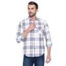 Classic Cotton White Checkered Shirt for Men