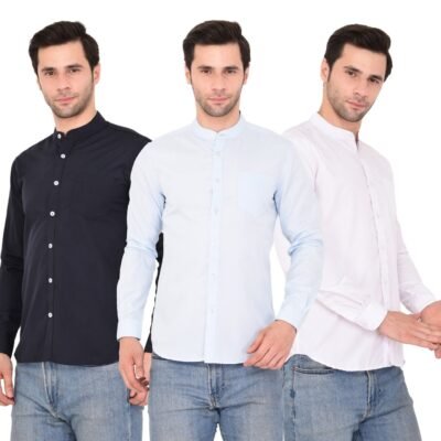 Men’s Mandarin Collar Shirts (Pack of 3)