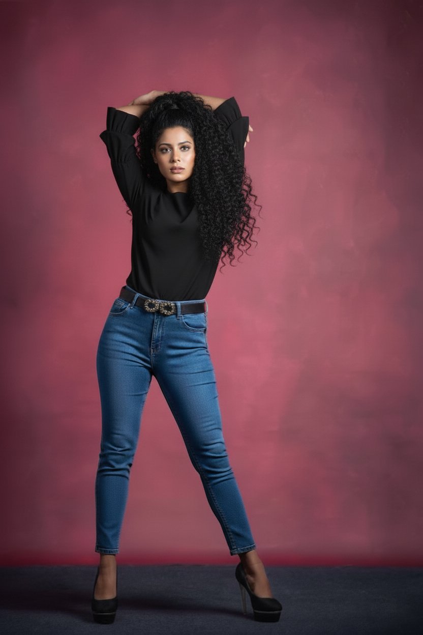 Girl Wearing Black Designer Top