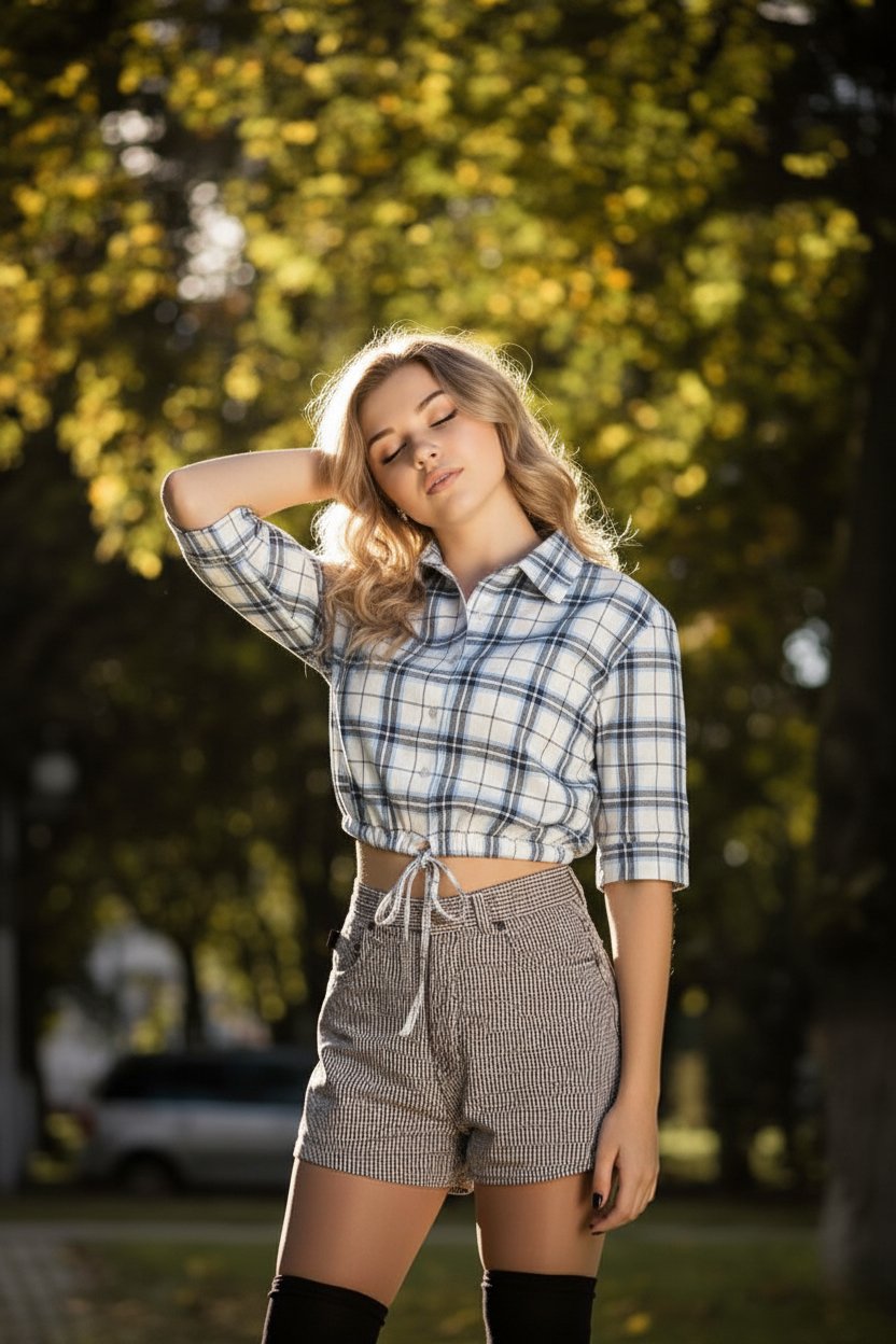 Girl Wearing White Crop Top
