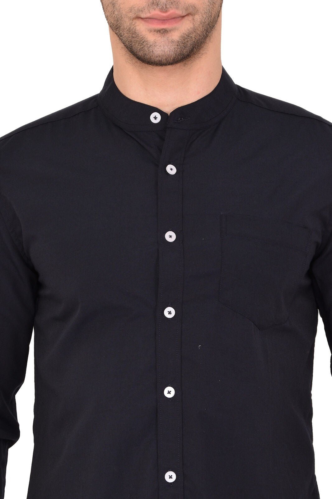 Men's Mandarin Collar (Raymond Blue) Shirts - Image 4