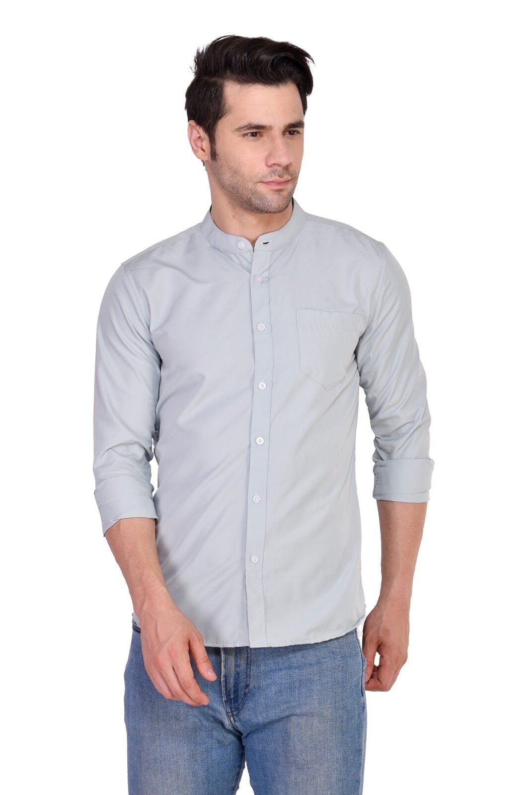 Men’s Mandarin Collar (Silver) Shirts