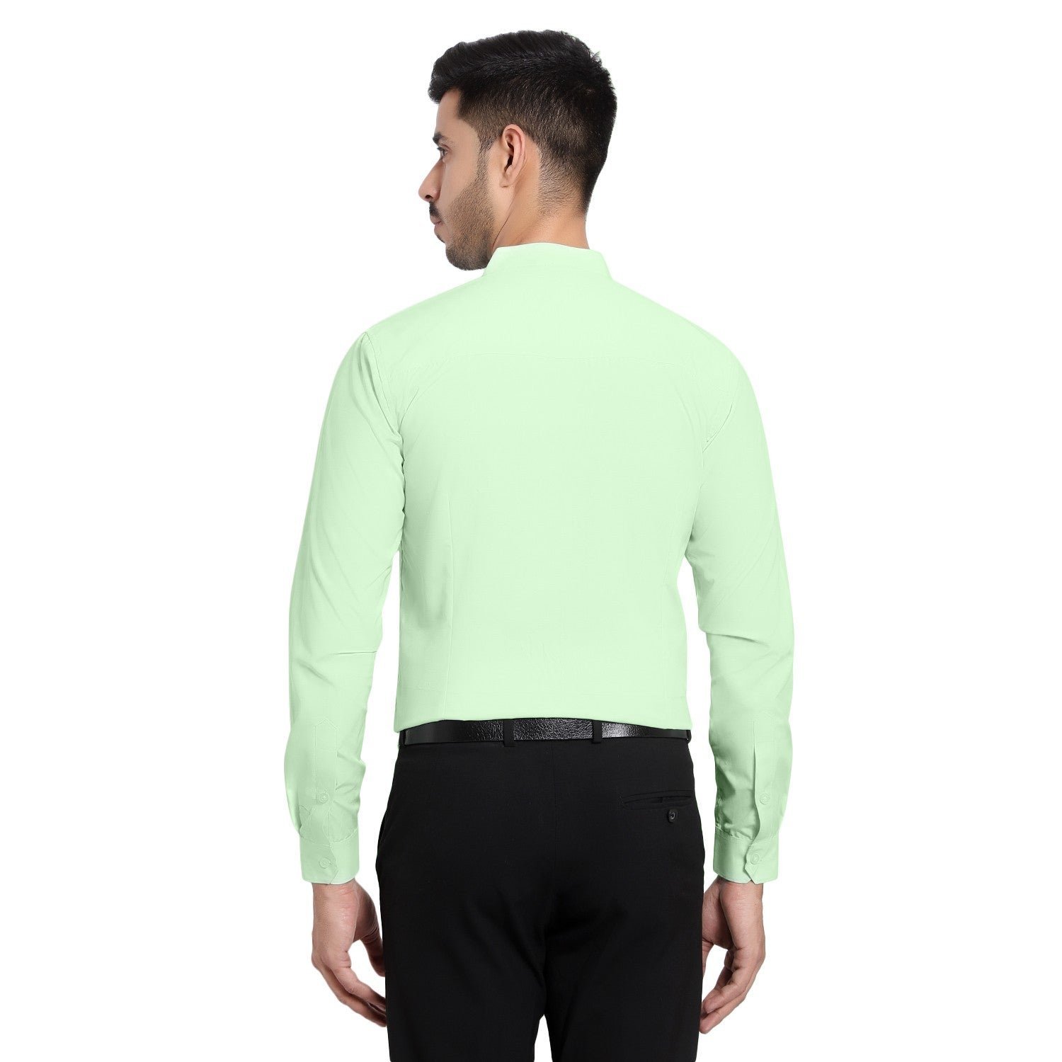 Pistagreen Slimfit Mandarin Shirt - Image 3