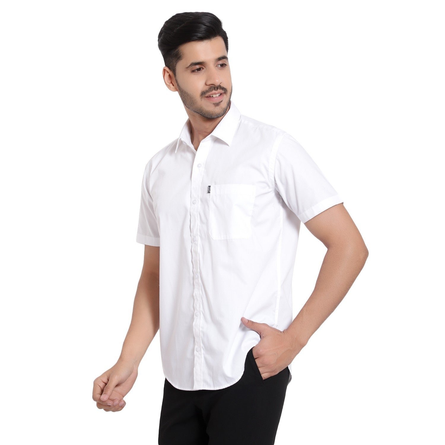 Pure White Half sleeves Shirt for Men - Image 2