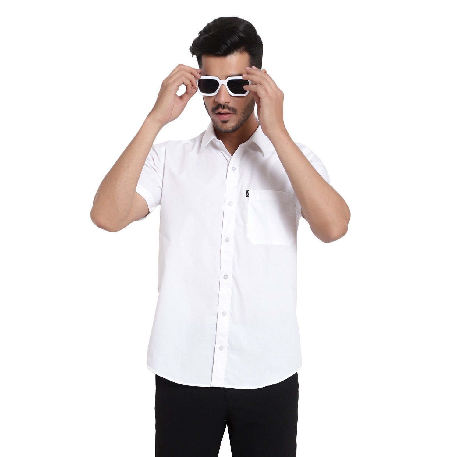 Pure White Half sleeves Shirt for Men - Image 4