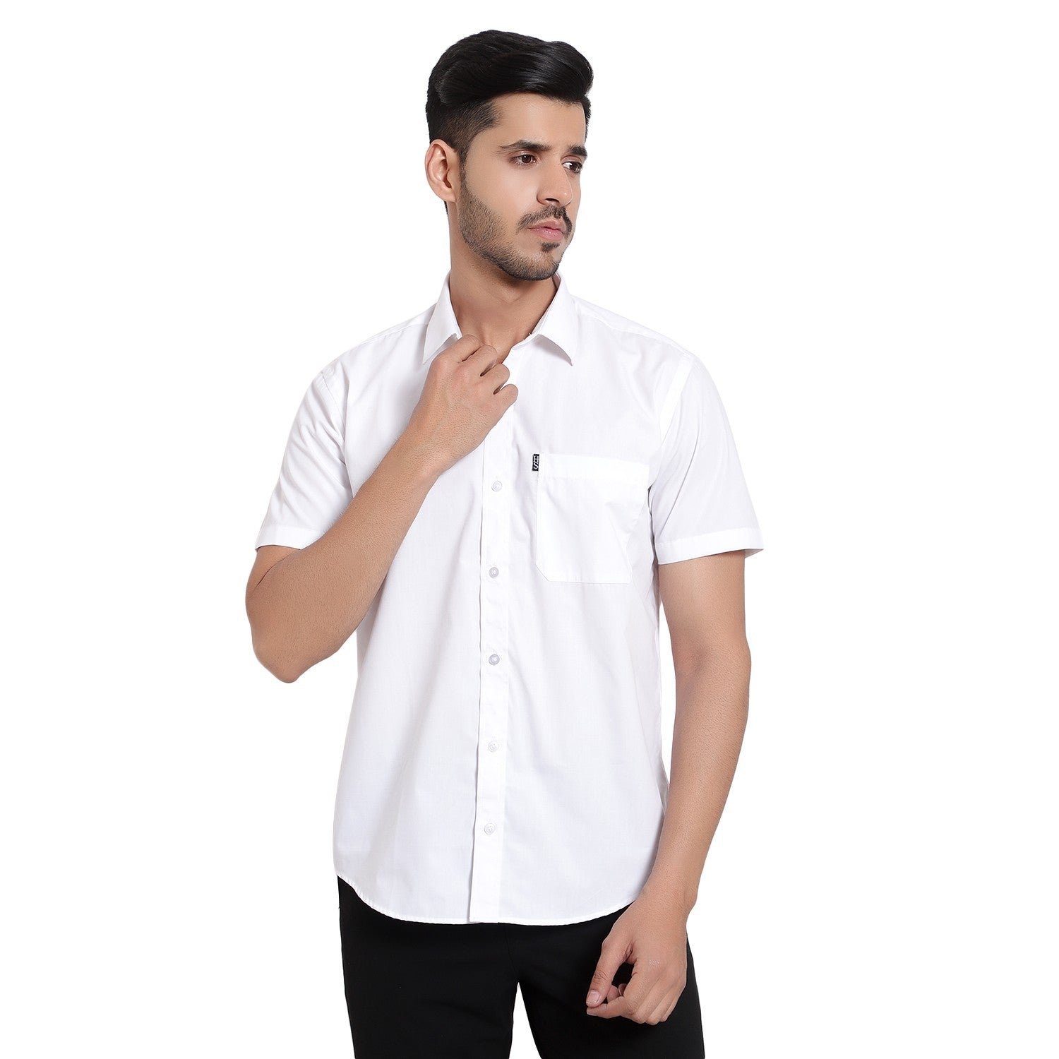 Pure White Half sleeves Shirt for Men