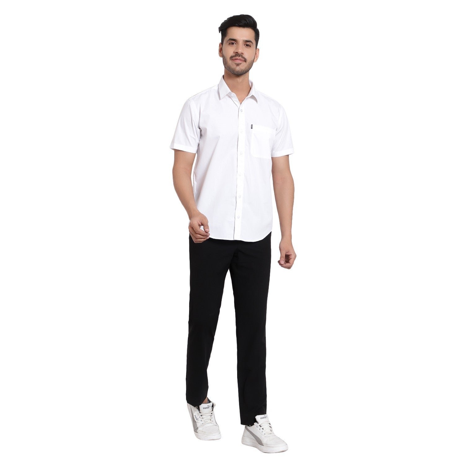 Pure White Half sleeves Shirt for Men - Image 6