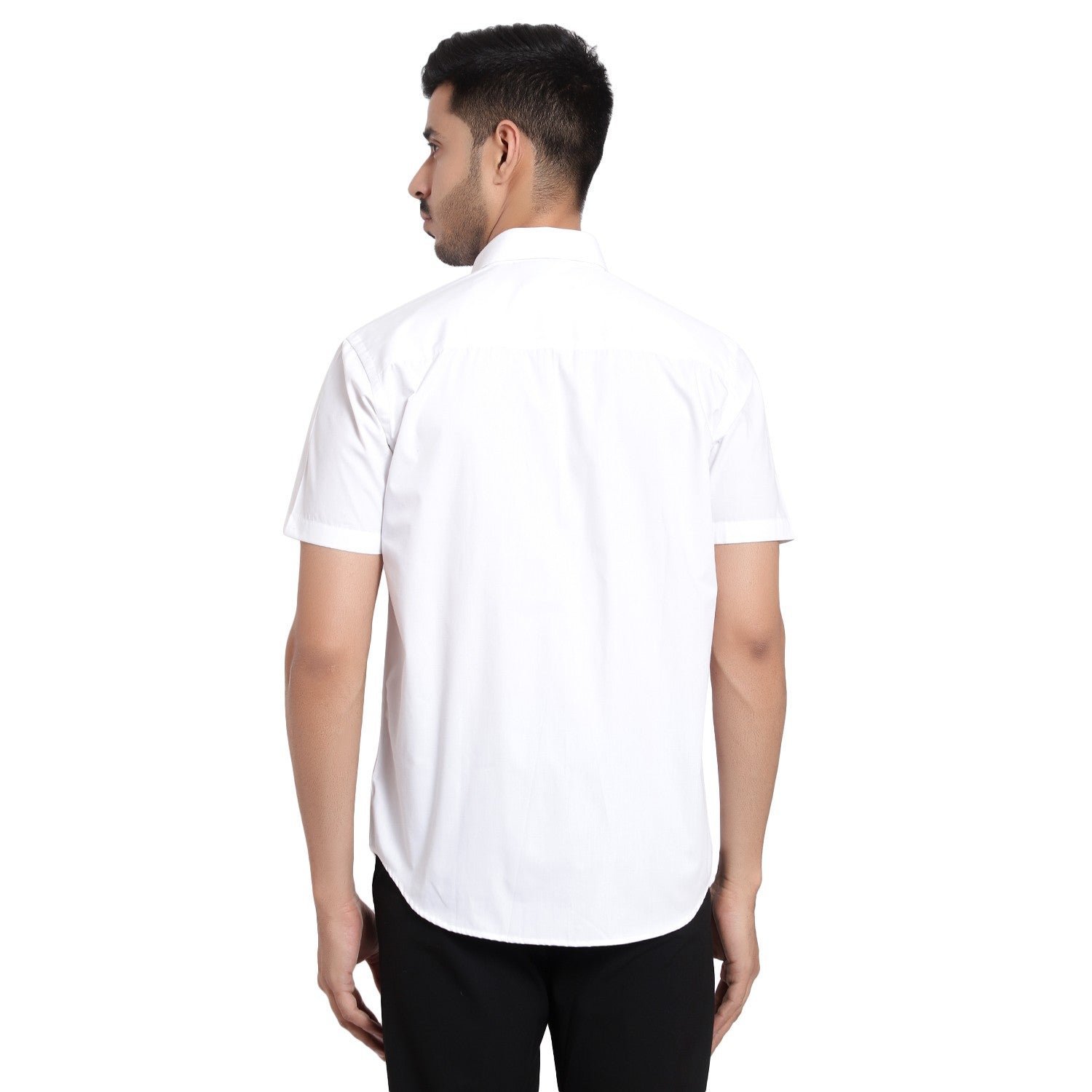 Pure White Half sleeves Shirt for Men - Image 5